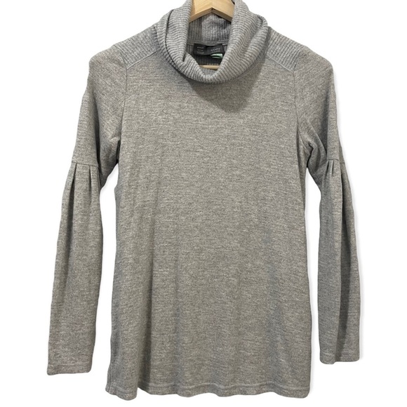 Anthropologie Blouse Knit Metallic Gray Gold Cowl Neck Balloon Sweater Womens S - Picture 1 of 12